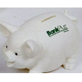 Ceramic Look Vinyl Traditional Pig White Bank /5.5"